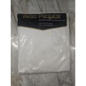 Vintage Pequot Double Fitted Sheet White 54 X 76 Made In USA